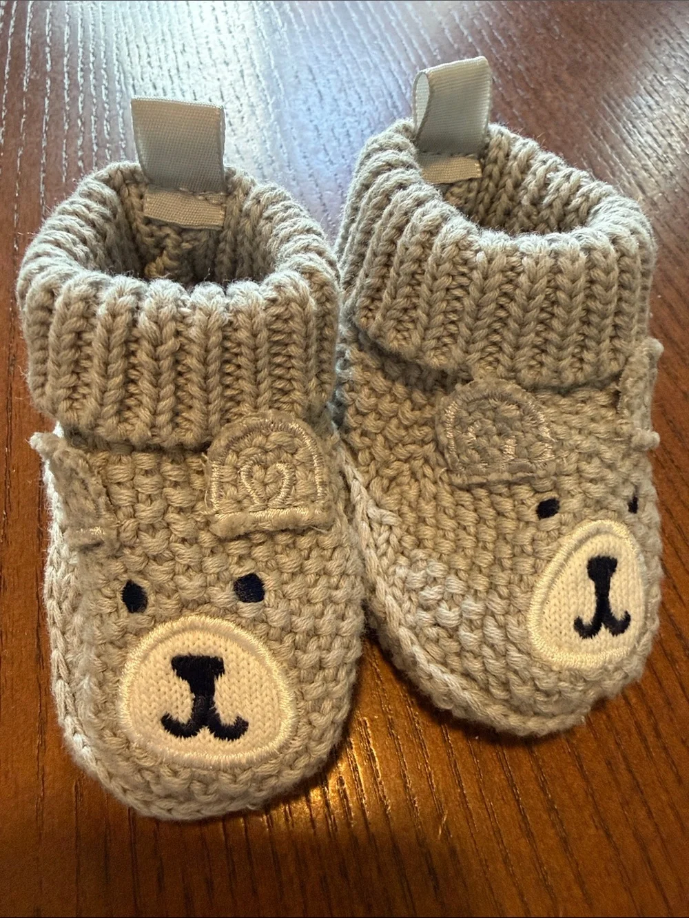Baby Neutral Canvas Boat Shoes and Knit Bear Booties Set - Beige & Light Gray